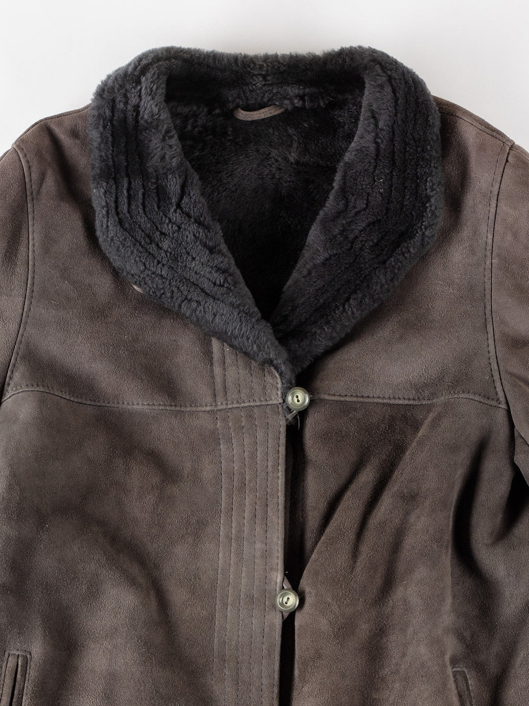 Vintage 70's Women Sheepskin Coat in GrayMN547