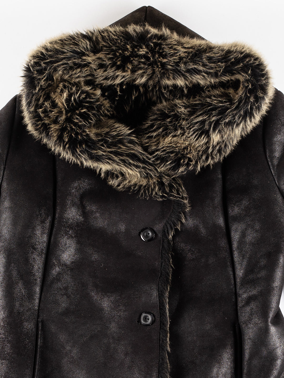 Vintage 70's Women Faux Sheepskin Coat in BlackMN408