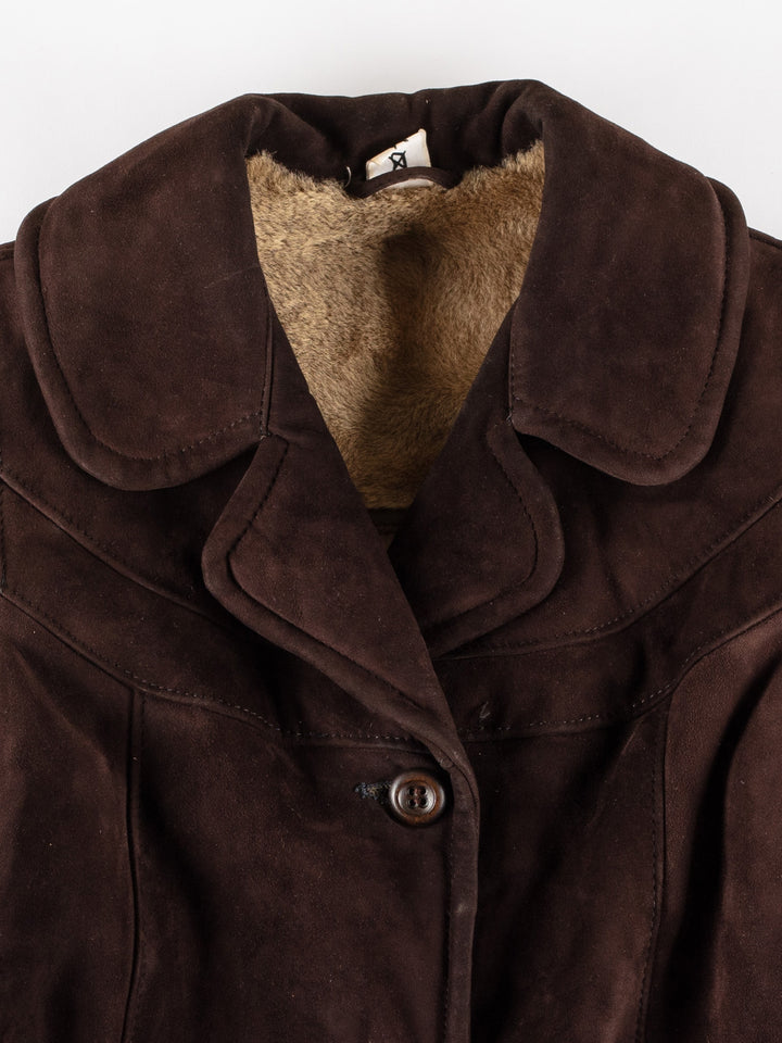 Vintage 70's Women Sheepskin Coat in BrownMN812