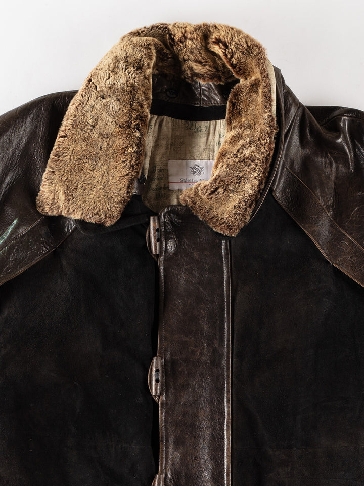 Vintage 90's Men Suede Coat in BrownVN373