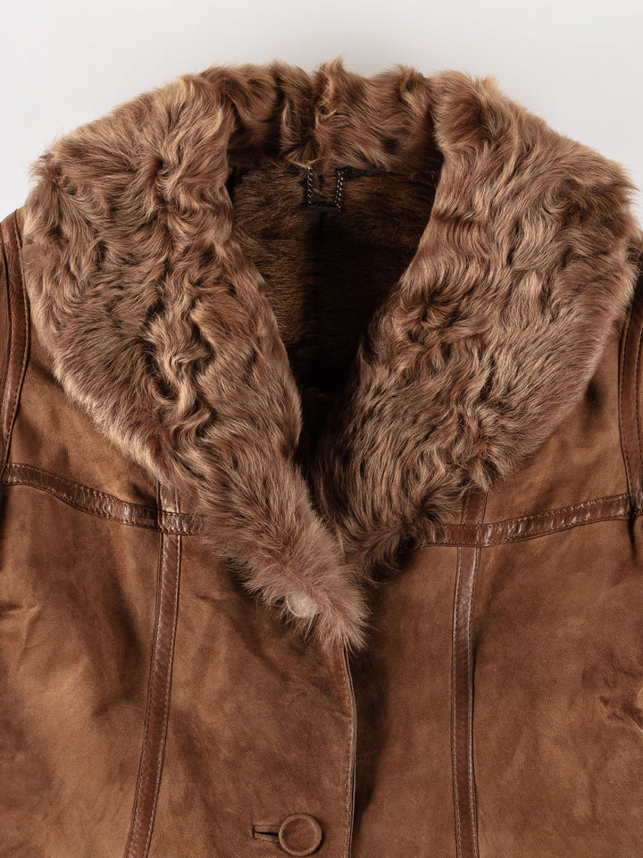 Vintage 70's Women Sheepskin Coat in BlueMN612
