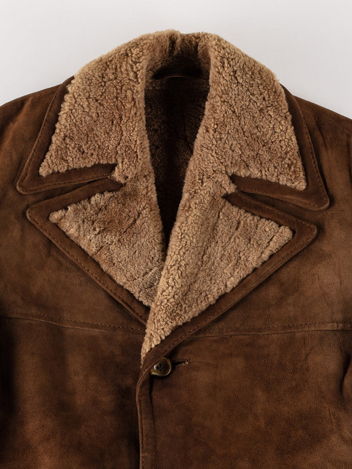 Vintage 70's Men Sheepskin Coat in BrownVN546