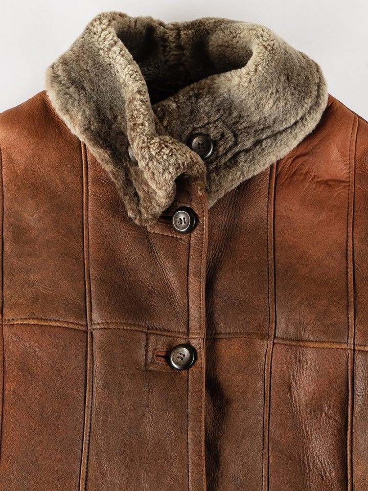 Vintage 80's Women Sheepskin Coat in BrownMN726