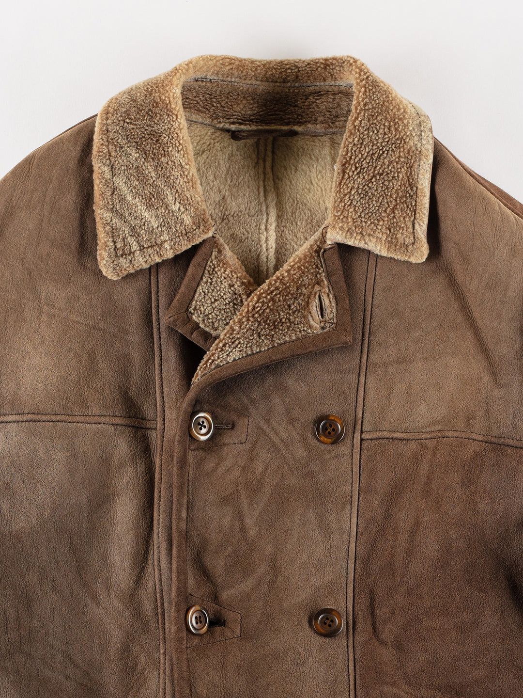 Vintage 80's Men Sheepskin Coat in BrownVN497