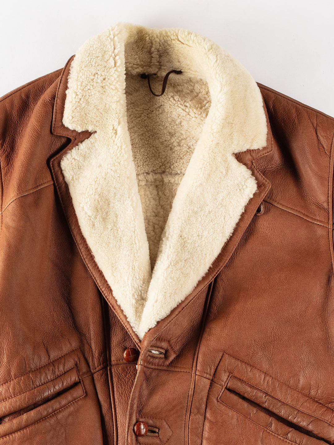 Vintage 80's Men Sheepskin Coat in BrownVN375