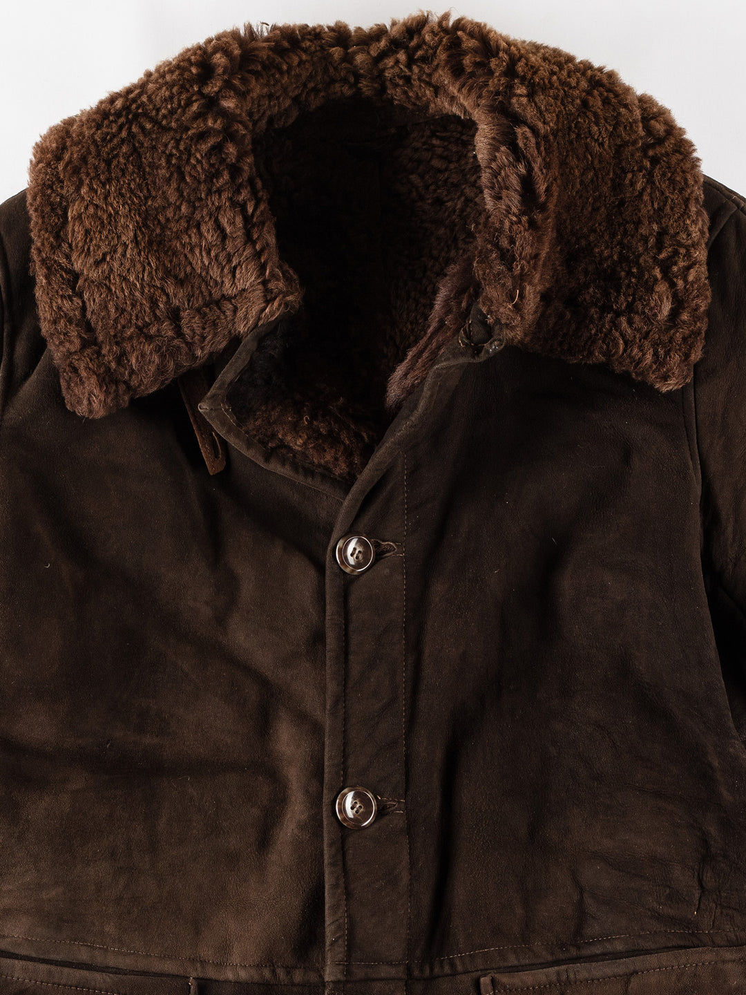Vintage 80's Men Sheepskin Coat in BrownVN402
