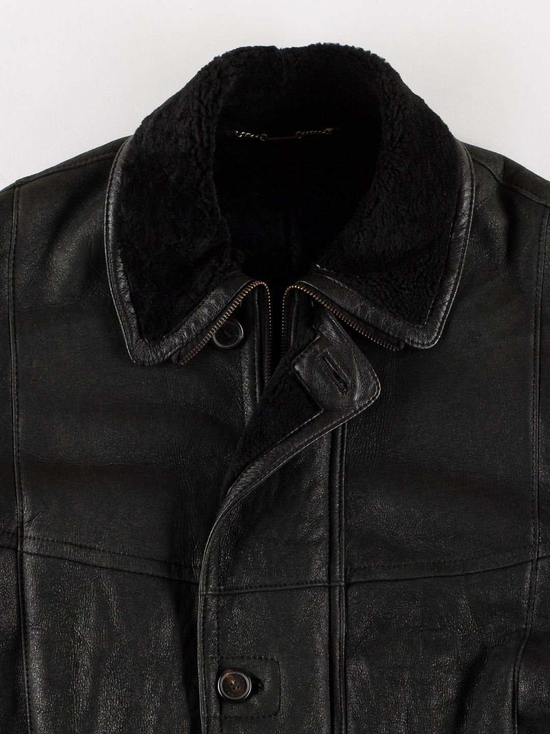 Vintage 80's Men Sheepskin Coat in BlackVN503