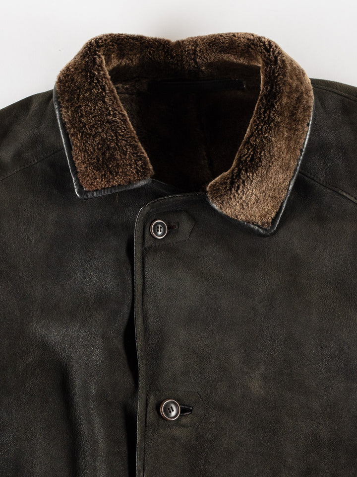 Vintage 80's Men Sheepskin Coat in GrayVN715