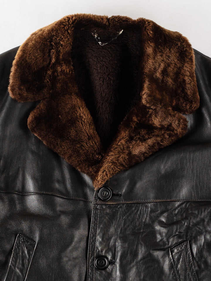 Vintage 80's Men Leather Coat in BlackVN360