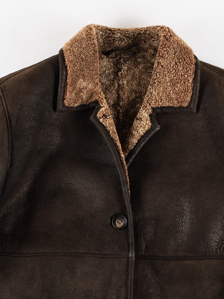 Vintage 80's Women Sheepskin Coat in BrownMN401