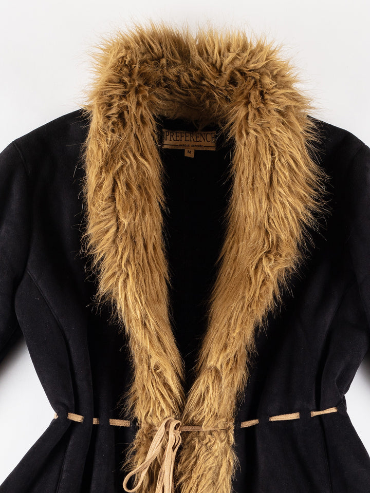 Vintage 70's Women Faux Sheepskin Coat in BlueMN654
