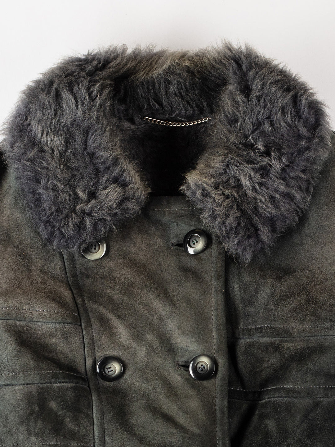 Vintage 70's Women Sheepskin Coat in GrayMN567