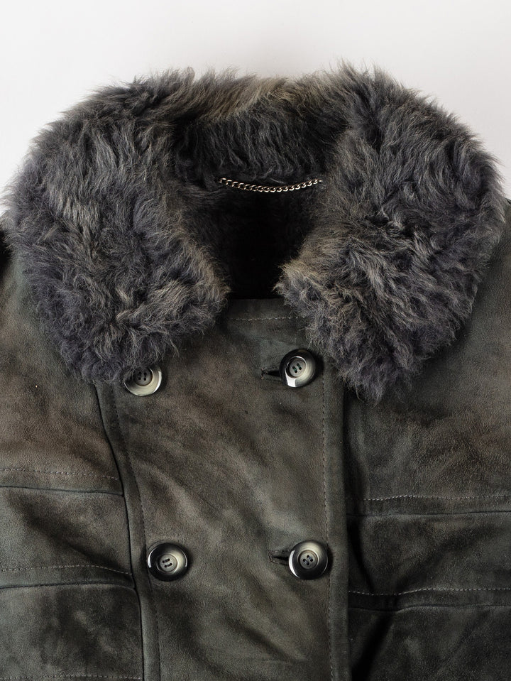 Vintage 70's Women Sheepskin Coat in GrayMN567