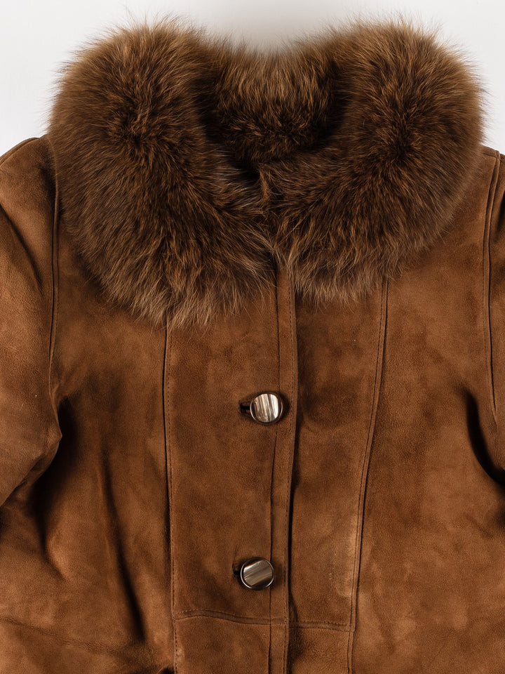 Vintage 70's Women Sheepskin Coat in BrownMN649