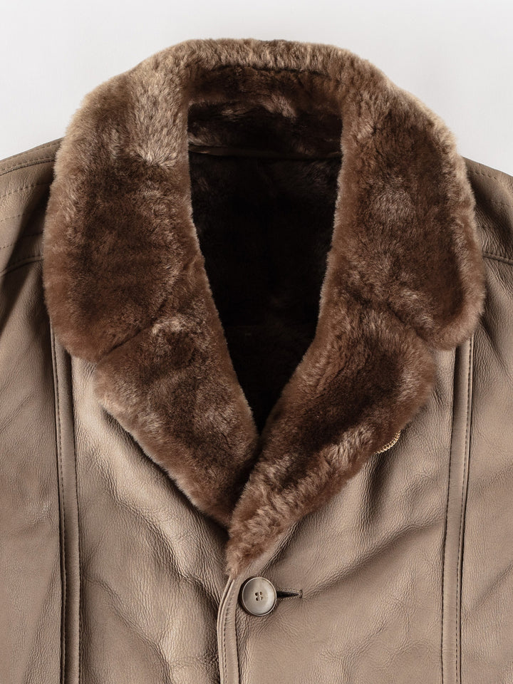 Vintage 80's Men Sheepskin Coat in GrayVN659