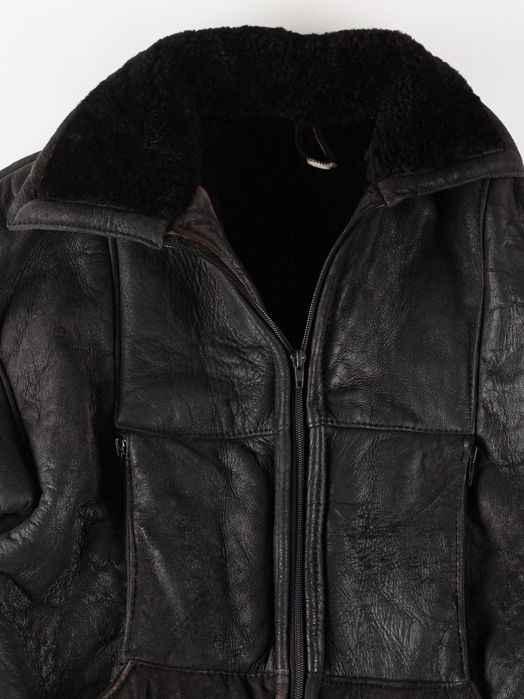 Vintage 90's Men Sheepskin Jacket in BlackVN284