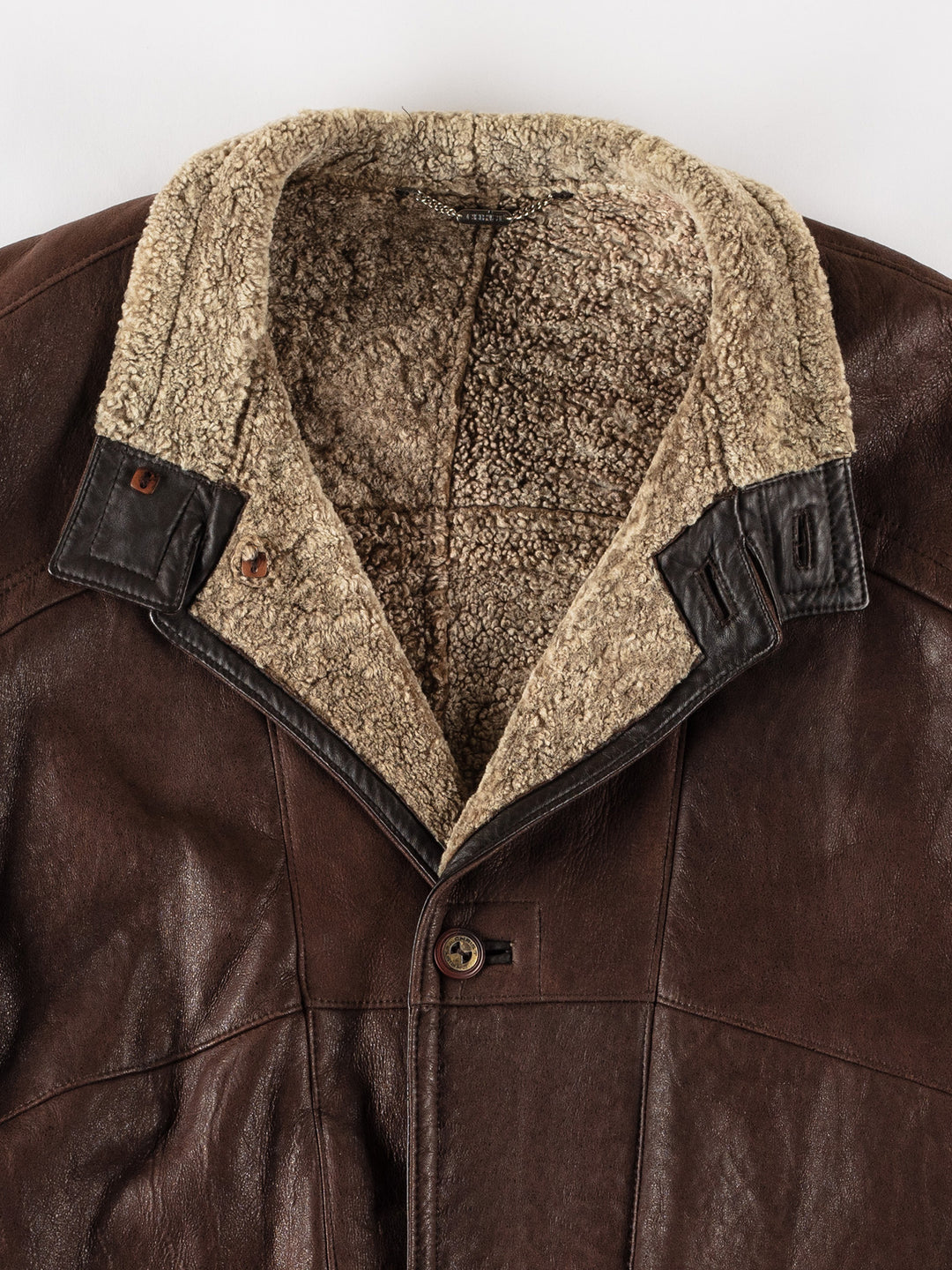 Vintage 80's Men Sheepskin Coat in BrownVN604