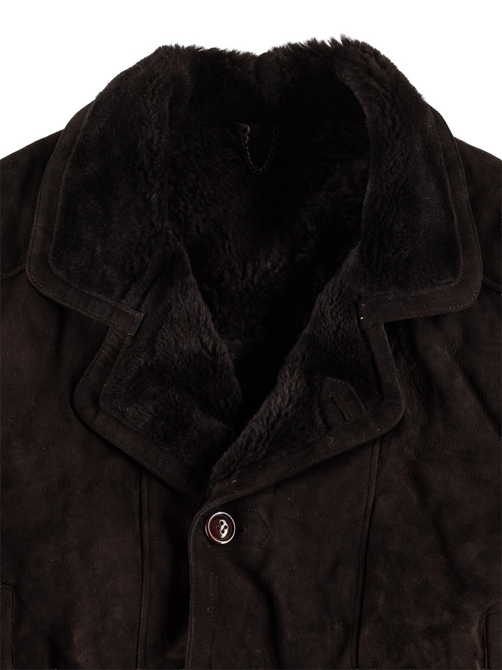 Vintage 80's Men Sheepskin Coat in BlackVN728
