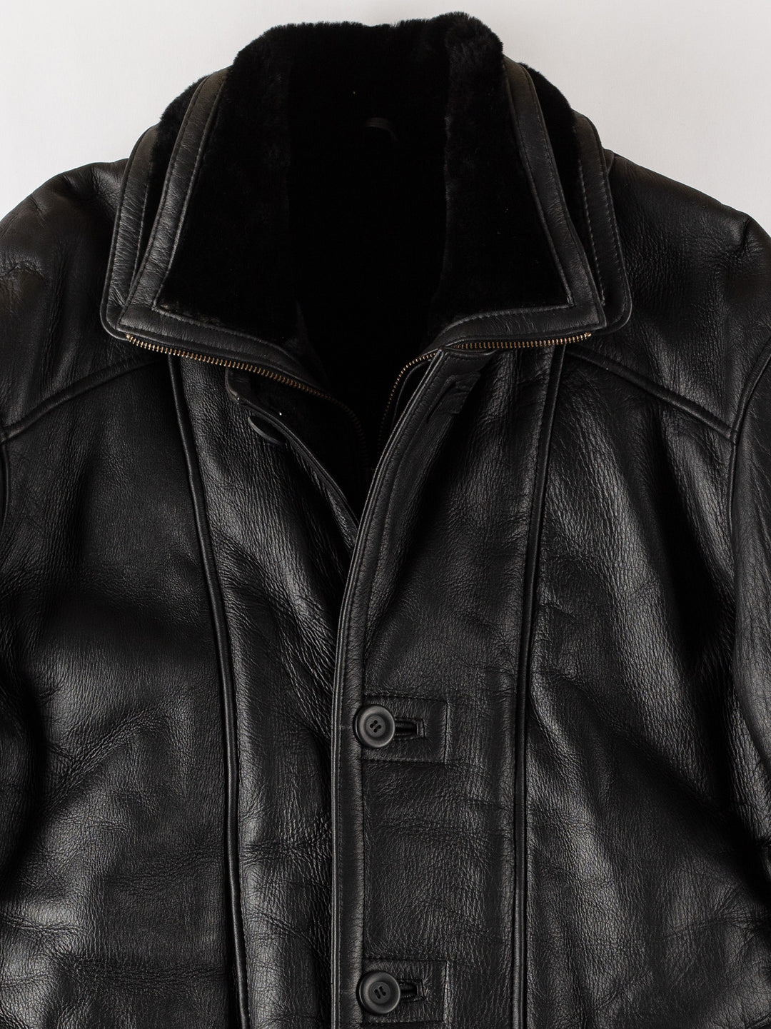 Vintage 80's Men Sheepskin Coat in BlackVN526