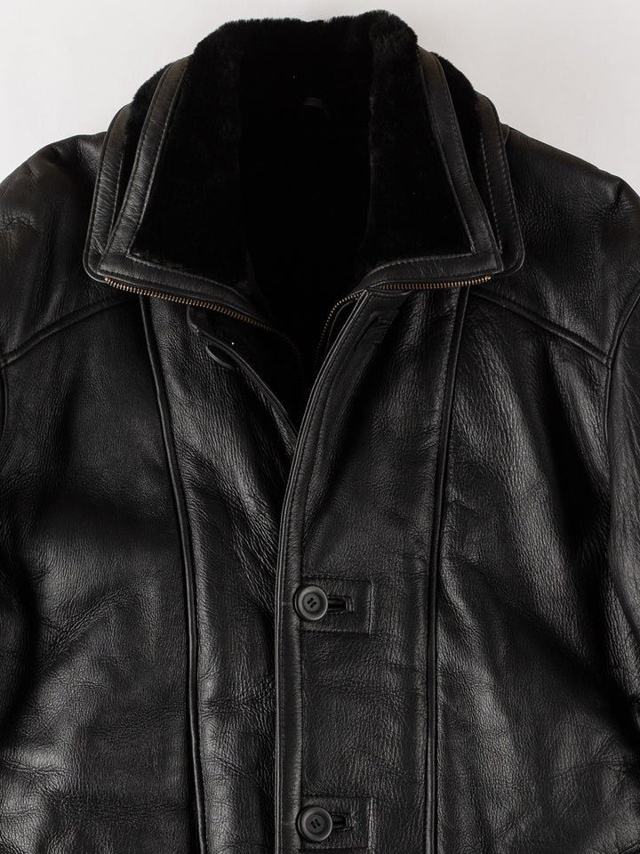 Vintage 80's Men Sheepskin Coat in BlackVN526