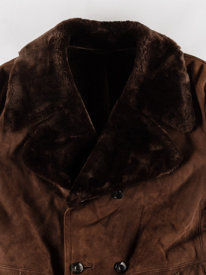 Vintage 80's Men Sheepskin Coat in BrownVN636