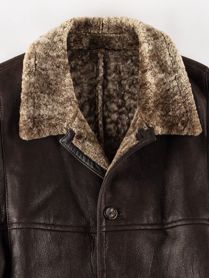 Vintage 80's Men Sheepskin Coat in BrownVN656