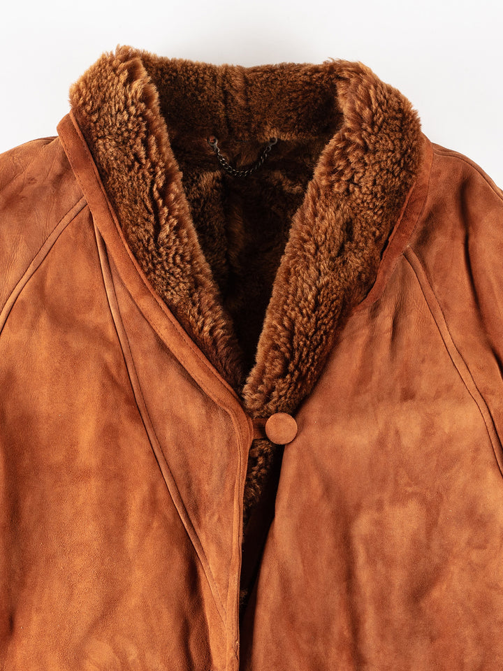 Vintage 80's Women Sheepskin Coat in GrayMN310