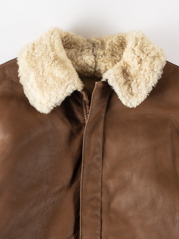 Vintage 80's Women Sheepskin Coat in BrownMN537