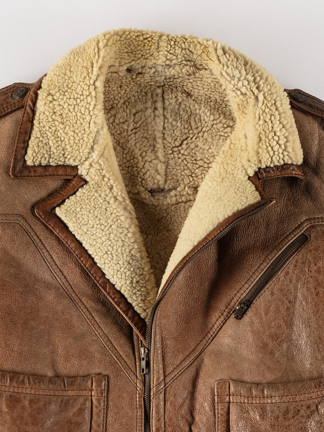 Vintage 80's Men Sheepskin Jacket in BrownVN538