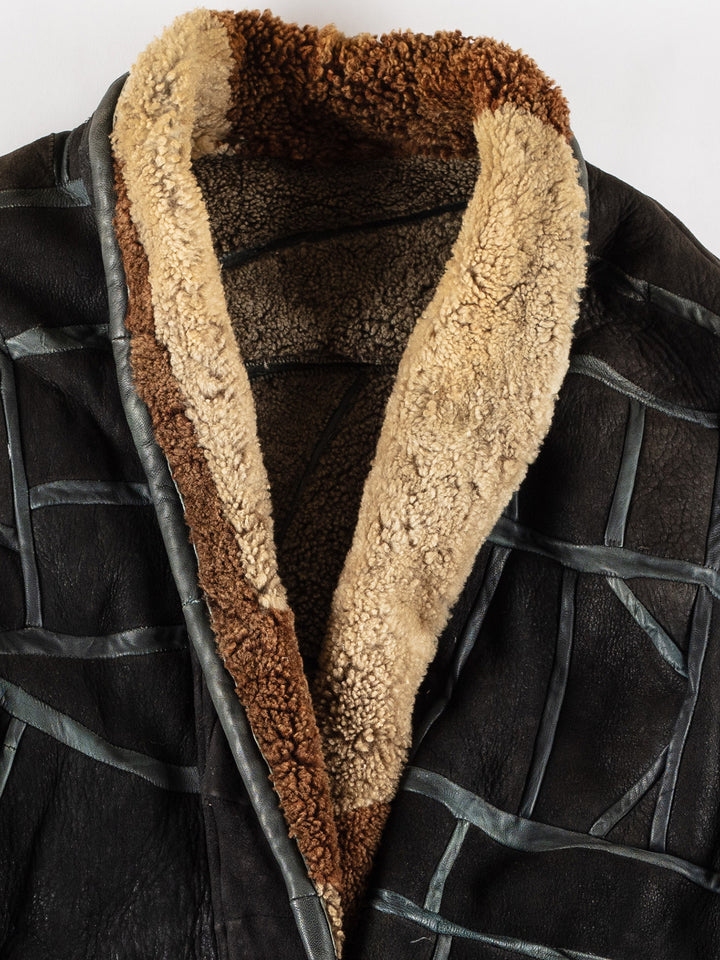 Vintage 80's Women Sheepskin Coat in BlackMN483