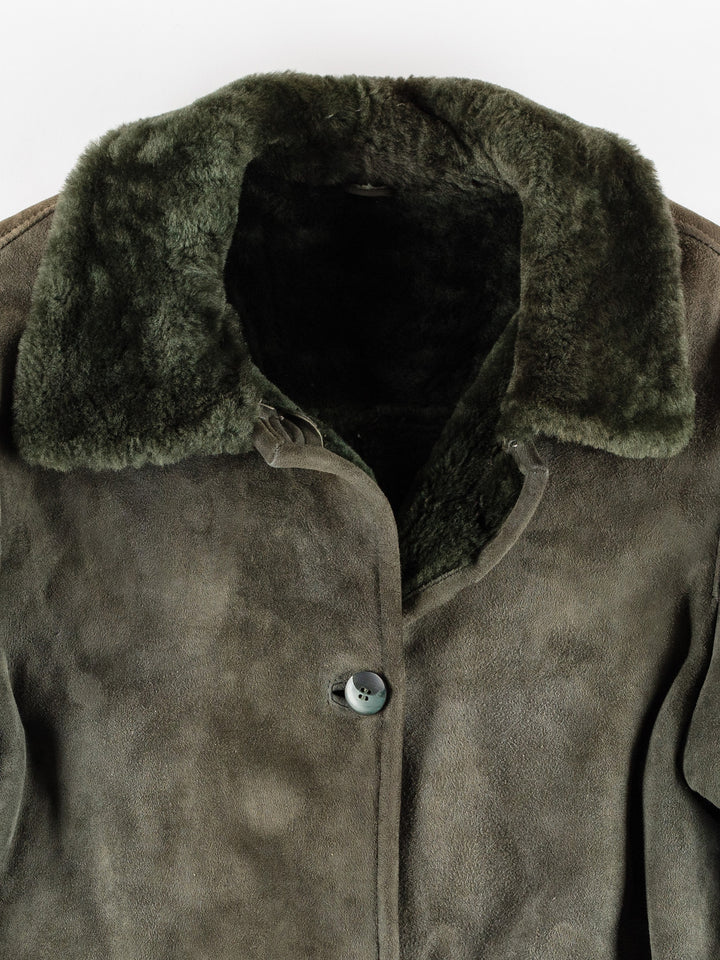 Vintage 70's Women Sheepskin Coat in GreenMN417