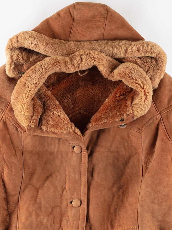 Vintage 70's Women Sheepskin Coat in BrownMN760