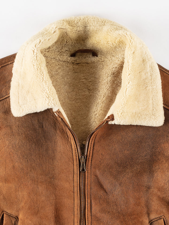 Vintage 80's Men Sheepskin Coat in BrownVN645
