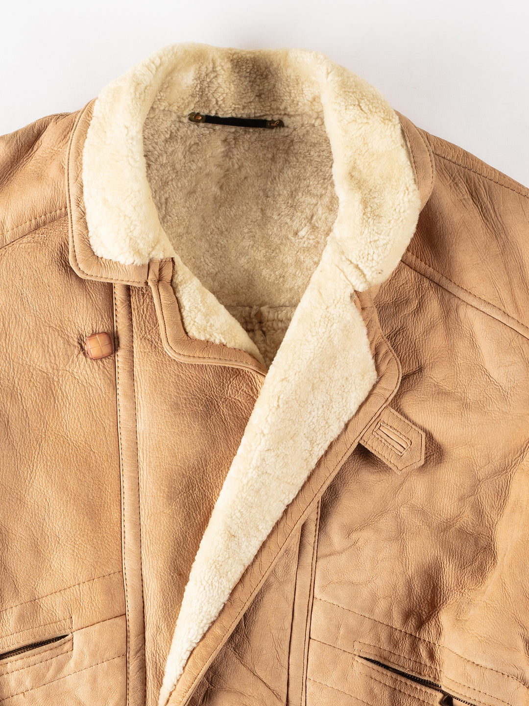 Vintage 80's Men Sheepskin Coat in BeigeVN359