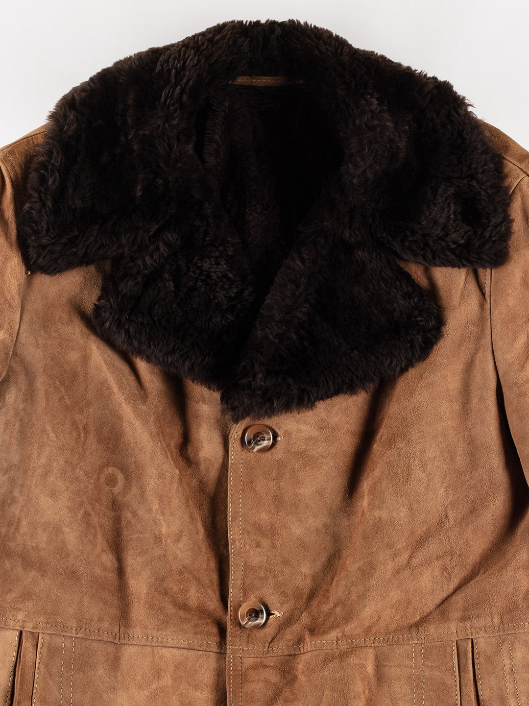 Vintage 70's Men Faux Sheepskin Coat in BrownVN731