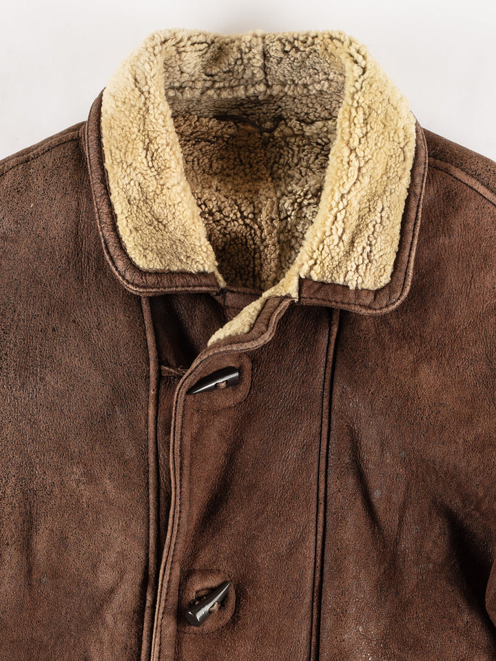 Vintage 80's Men Sheepskin Coat in BrownVN471