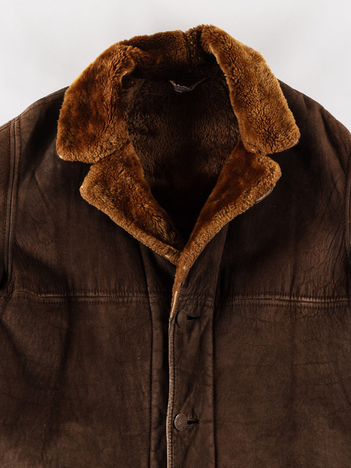 Vintage 70's Men Sheepskin Coat in BrownVN602