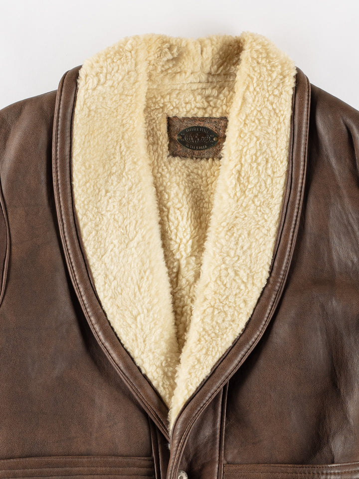 Vintage 80's Men Faux Sheepskin Coat in BrownVN500