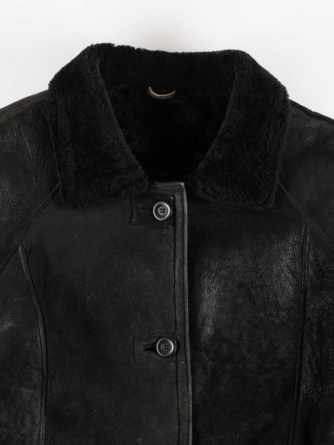 Vintage 80's Women Sheepskin Coat in BlackMN391
