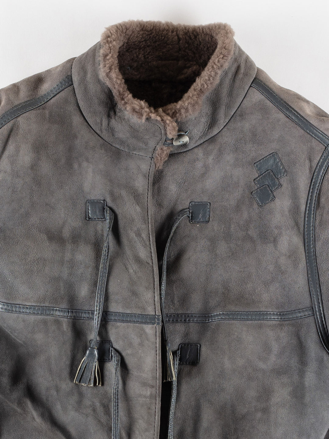 Vintage 80's Women Sheepskin Coat in GrayMN507