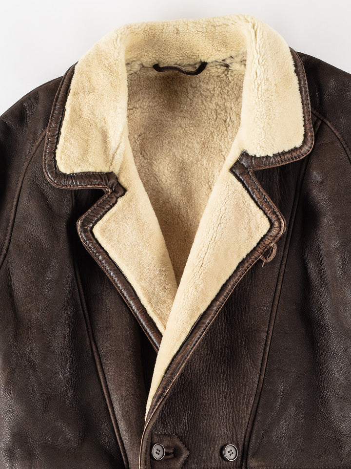 Vintage 80's Men Sheepskin Coat in BrownVN651
