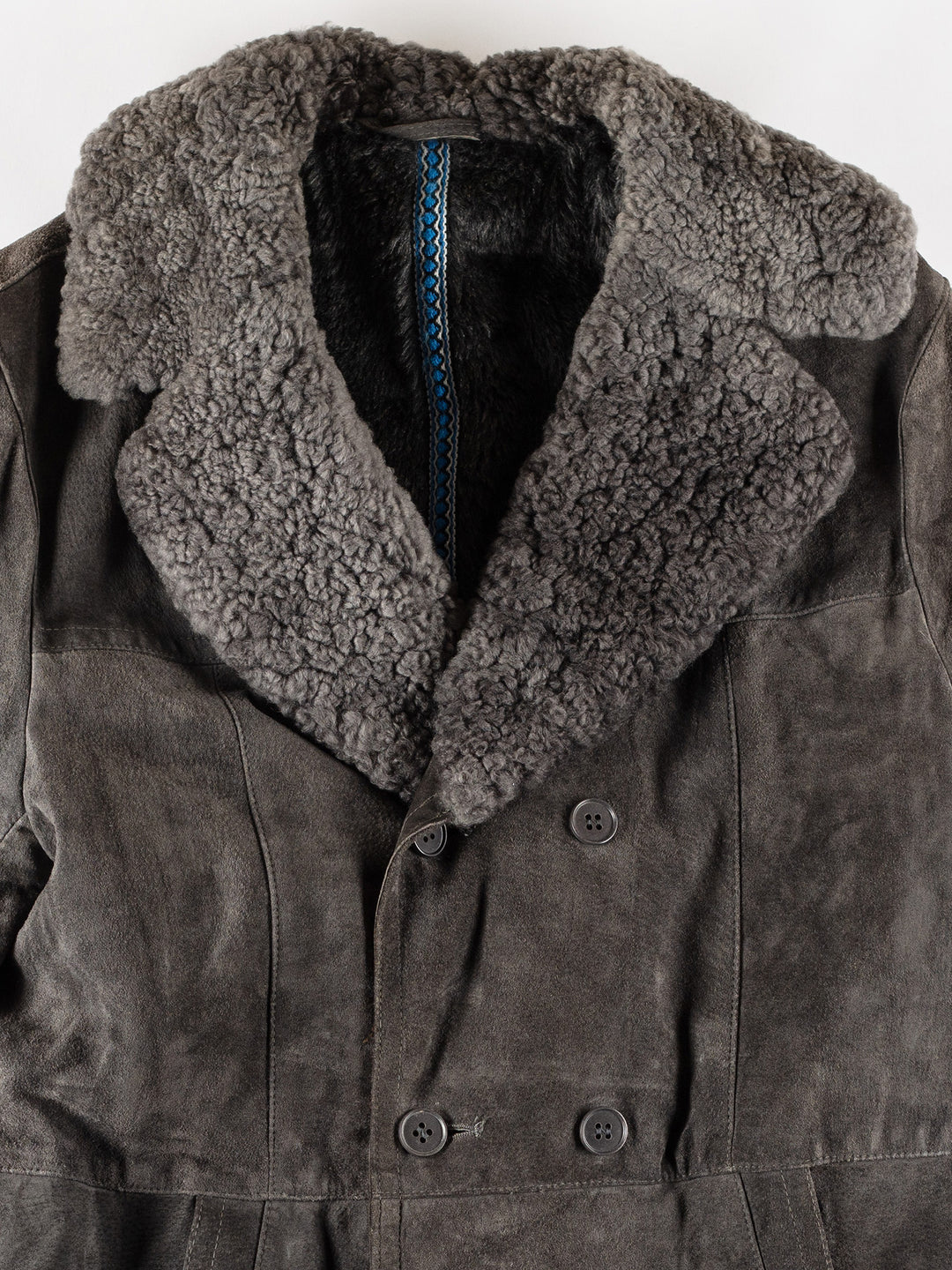 Vintage 70's Men Faux Sheepskin Coat in GrayVN748