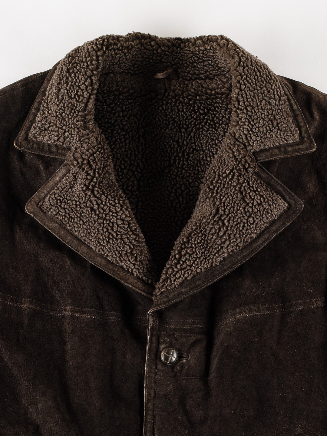 Vintage 80's Men Faux Sheepskin Coat in BrownVN644