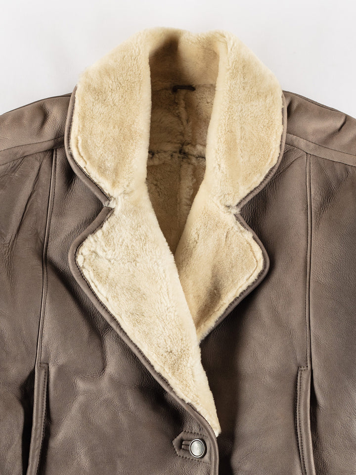 Vintage 80's Women Sheepskin Jacket in GrayMN487