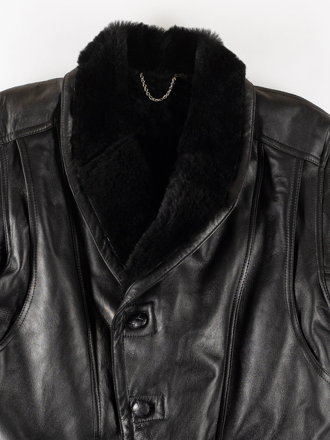 Vintage 80's Men Sheepskin Coat in BlackVN325