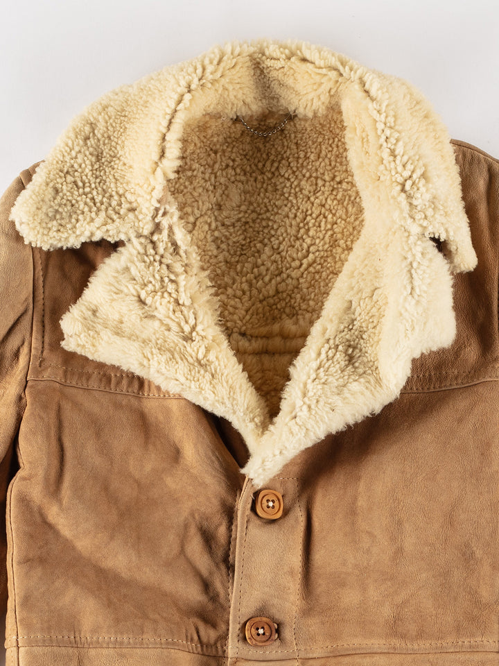 Vintage 70's Men Sheepskin Coat in BeigeVN625