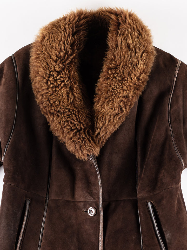 Vintage 70's Women Sheepskin Coat in BrownMN329