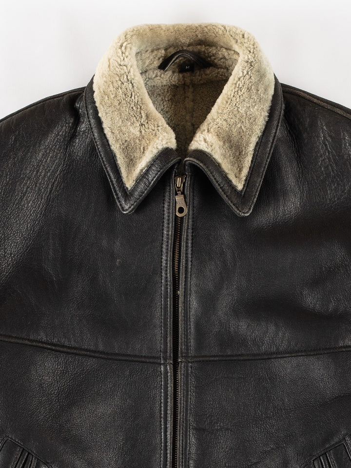 Vintage 80's Men Sheepskin Jacket in BlackVN668