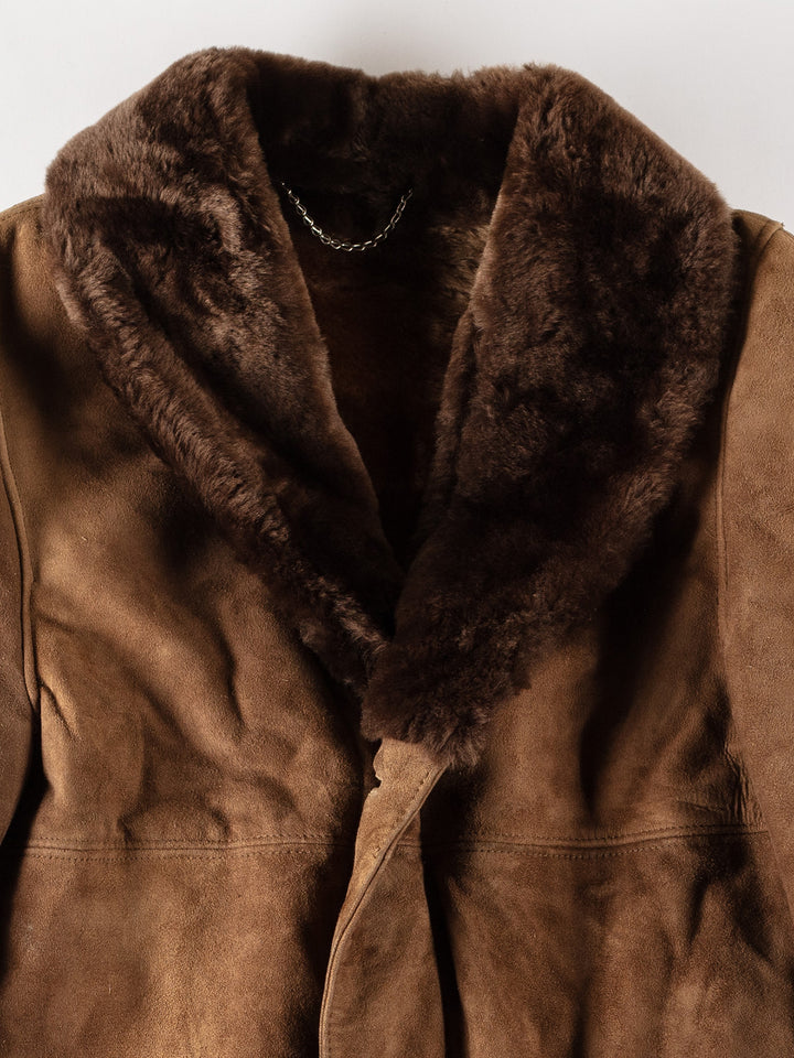 Vintage 70's Men Sheepskin Coat in BrownVN514