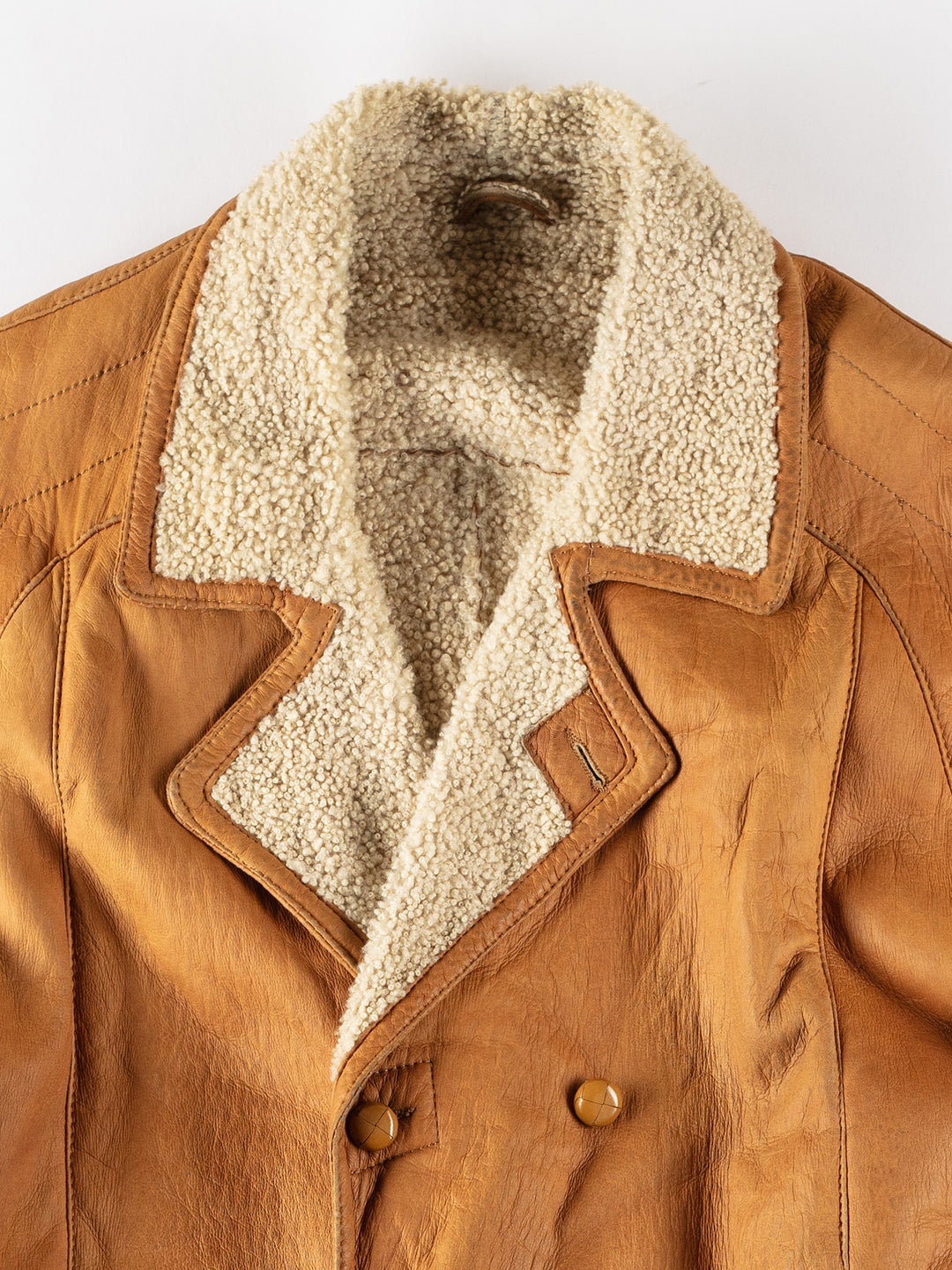 Vintage 80's Men Sheepskin Coat in BrownVN531